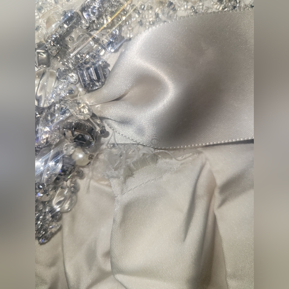 Strapless Beaded Champagne Wedding Gown - Picture 6 of 11